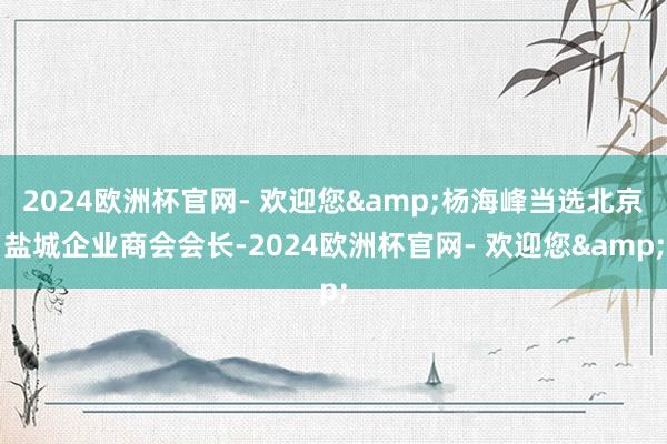 2024欧洲杯官网- 欢迎您&杨海峰当选北京盐城企业商会会长-2024欧洲杯官网- 欢迎您&